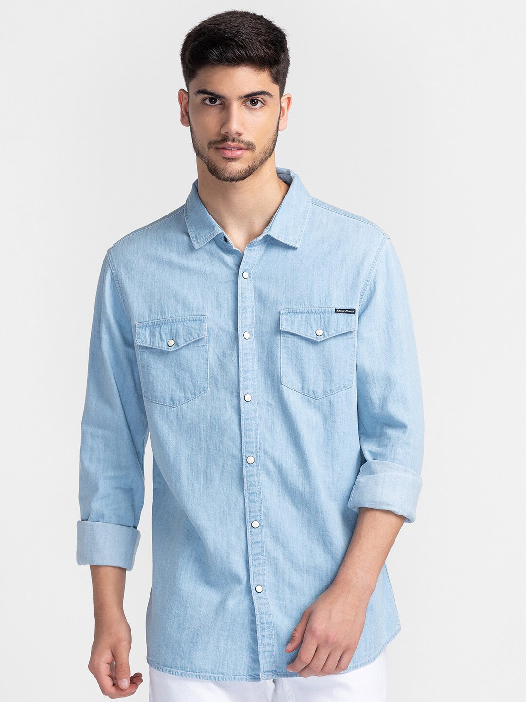 

Being Human Spread Collar Slim Fit Casual Shirt, Blue