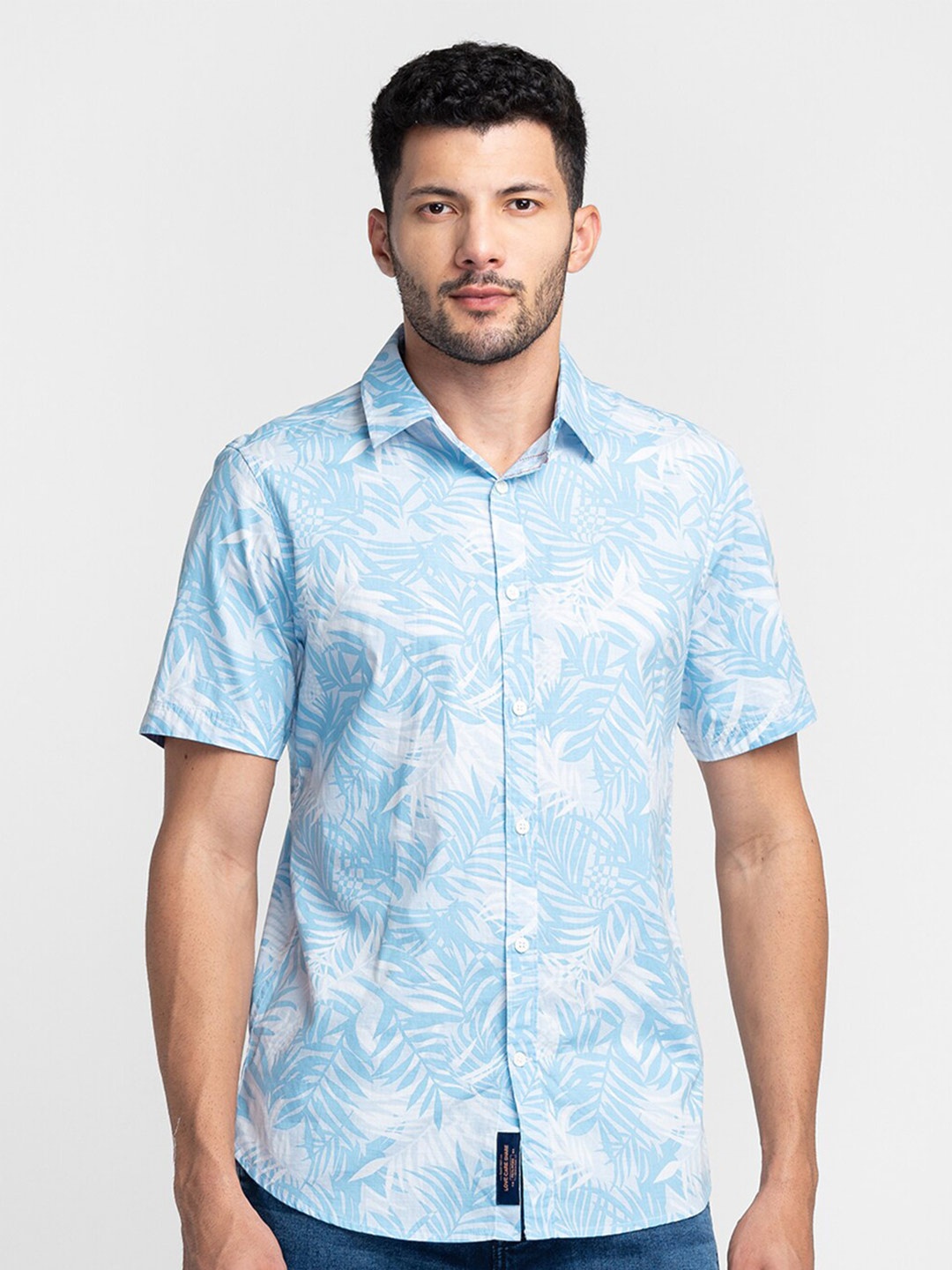 

Being Human Slim Fit Floral Opaque Printed Casual Shirt, Blue