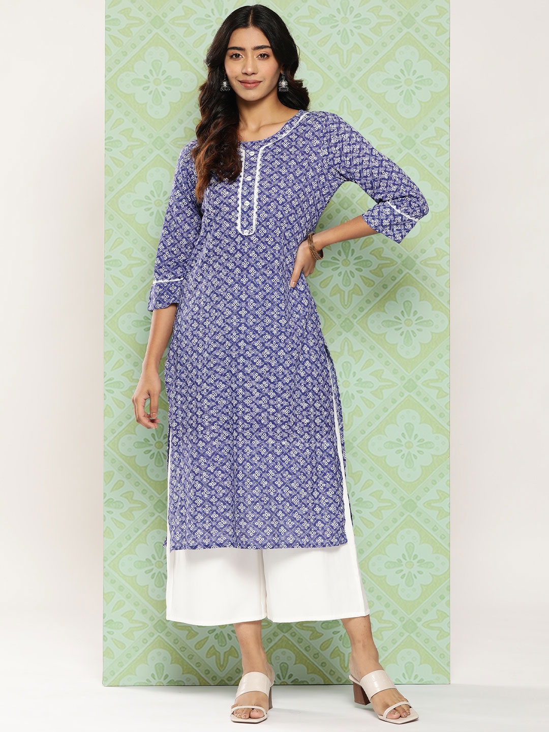 

KALINI Women Abstract Printed Kurta, Blue