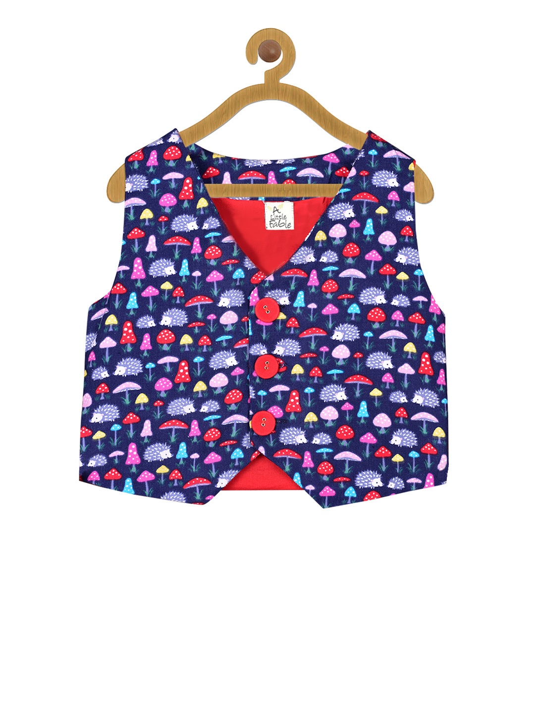 

A Little Fable Boys Multicolour Printed Corduroy Pure Cotton Waistcoat, Multi