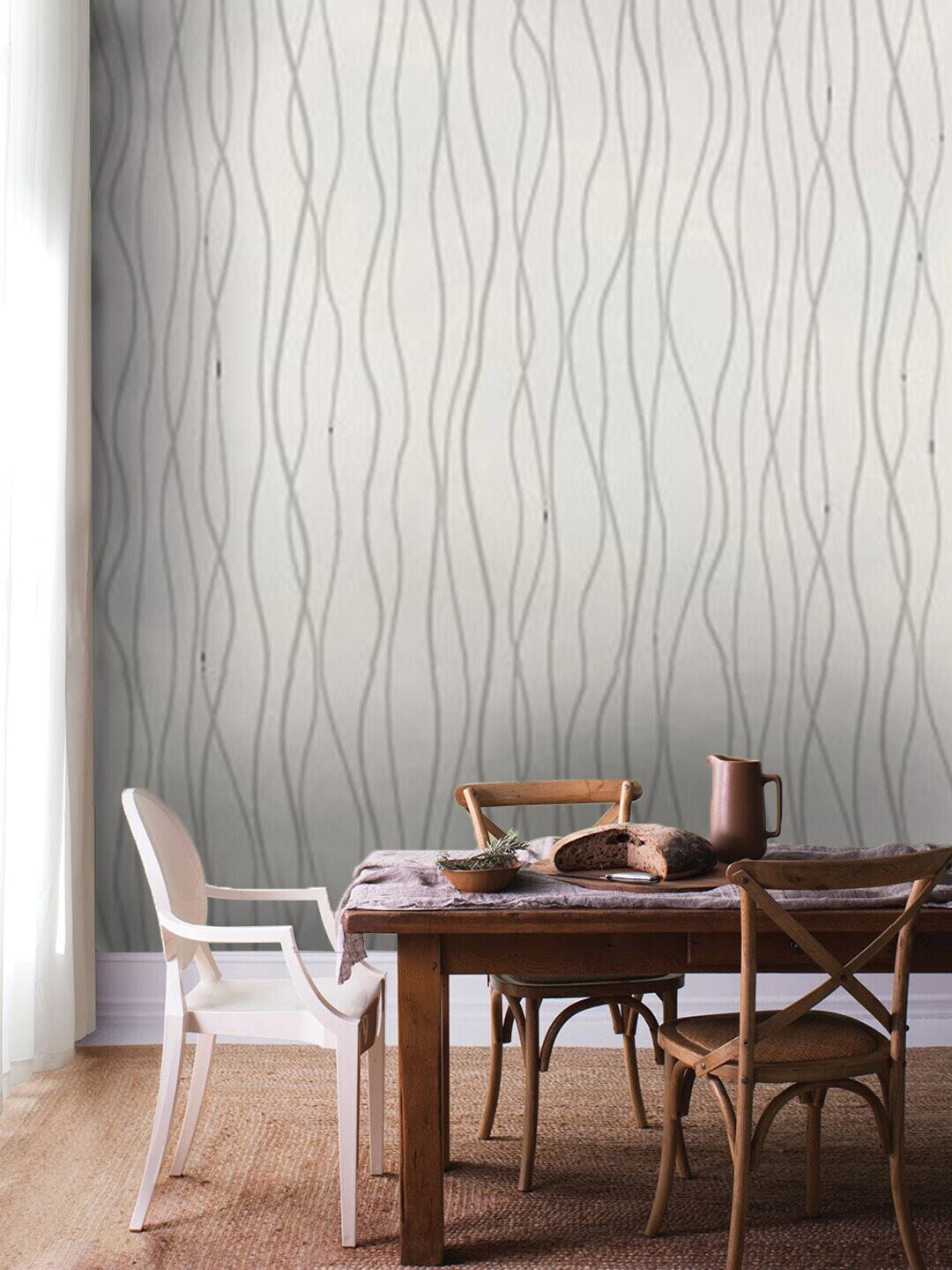 Jaamso Royals White Printed Self Adhesive & Waterproof Wallpaper