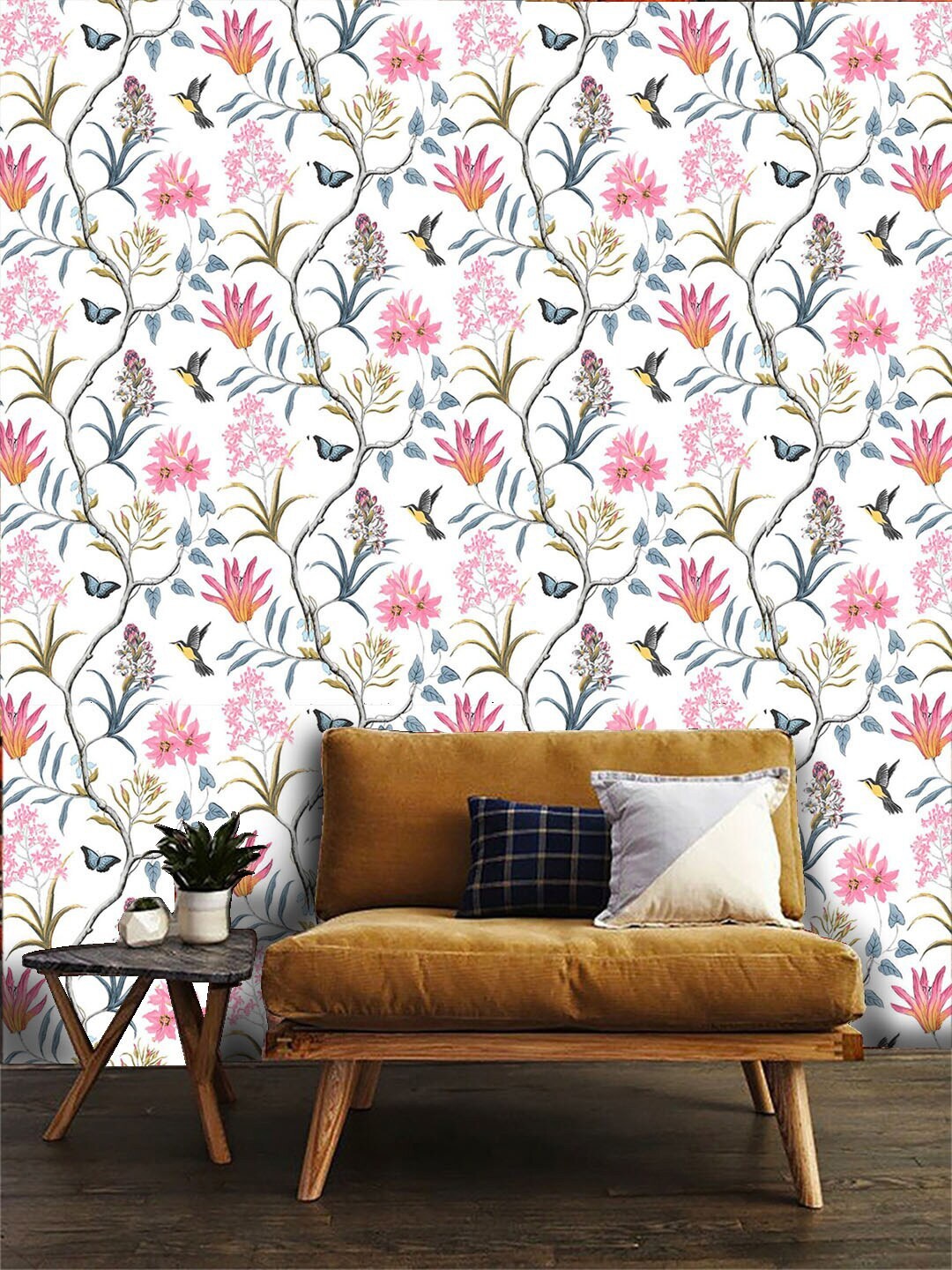 

Jaamso Royals White & Pink Floral Printed Wall Sticker