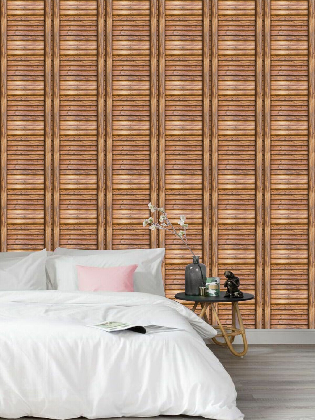 

Jaamso Royals Brown Wood Grain Brick Printed Wall Sticker