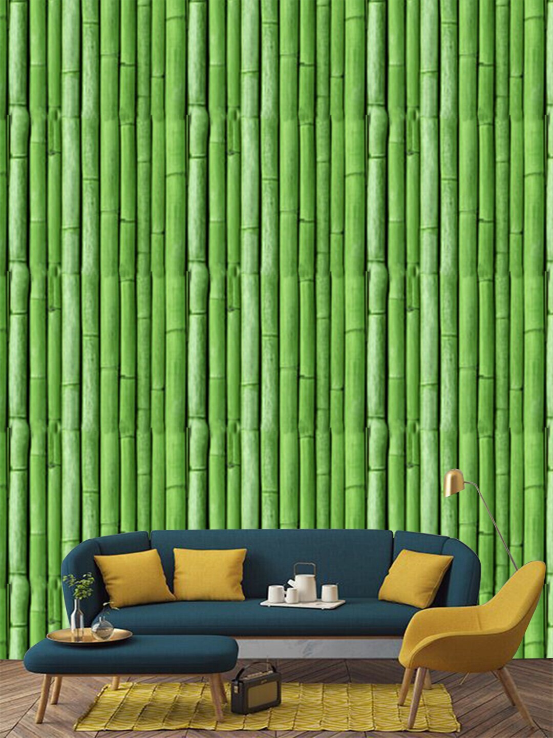 

Jaamso Royals Green Bamboo Tree Printed Self-Adhesive & Waterproof Peel & Stick Wallpaper