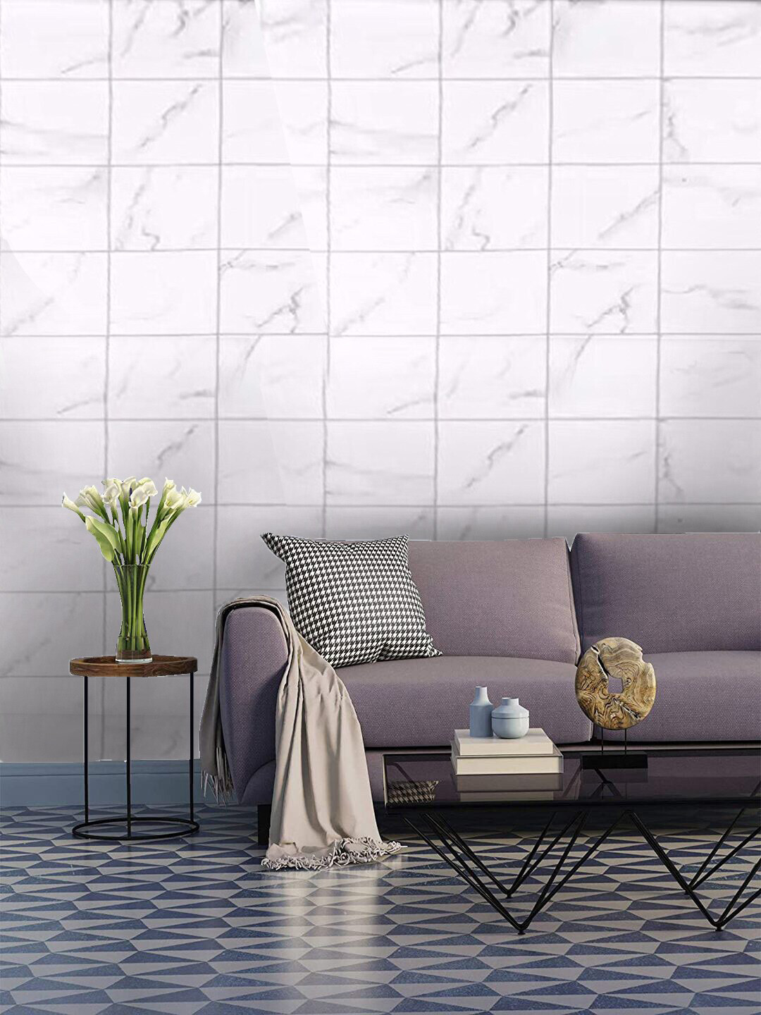 

Jaamso Royals White Printed Self-Adhesive & Waterproof Peel & Stick Wallpaper