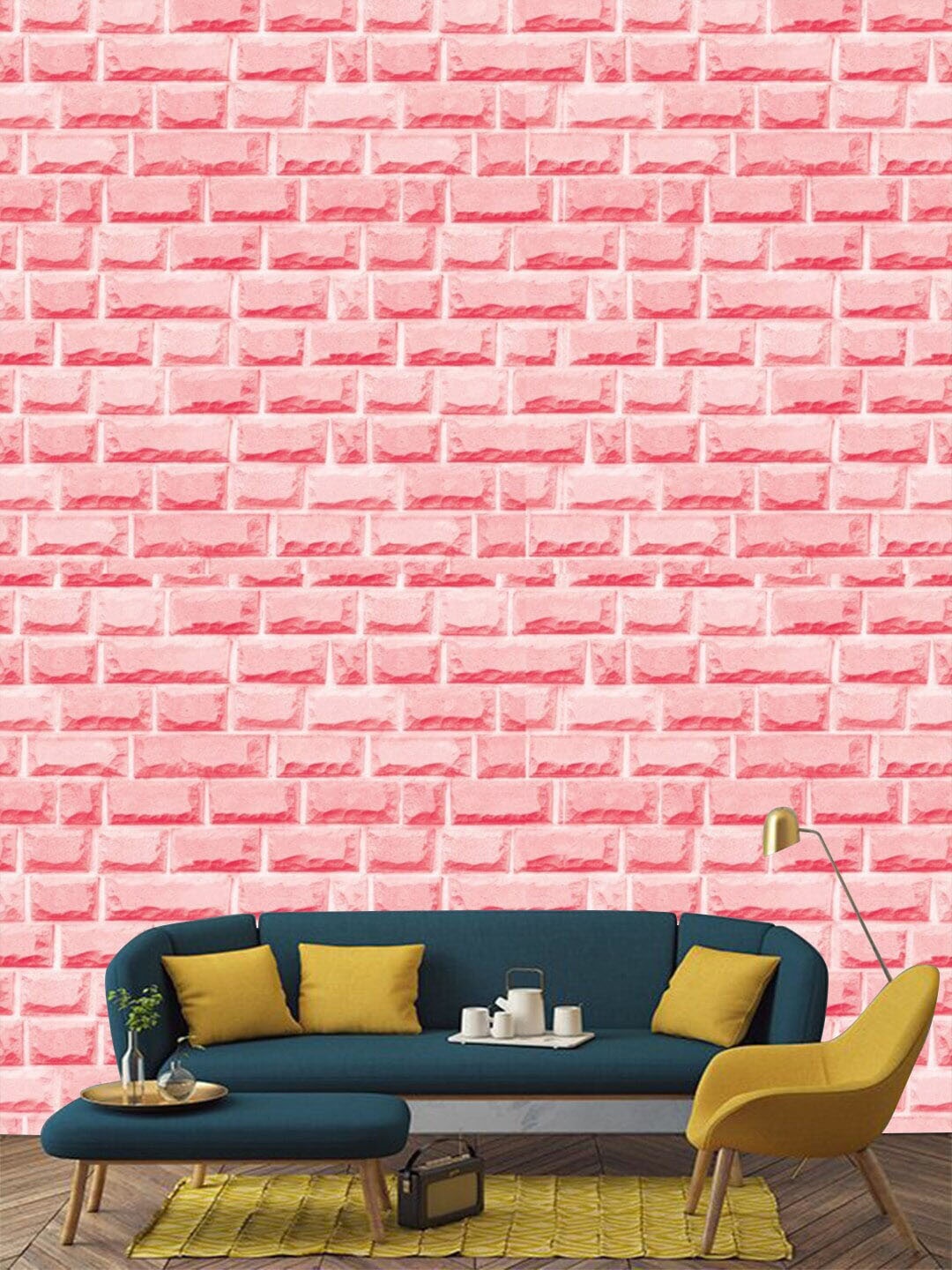 

Jaamso Royals Pink 3D Stone Brick Printed Self Adhesive Wall Sticker