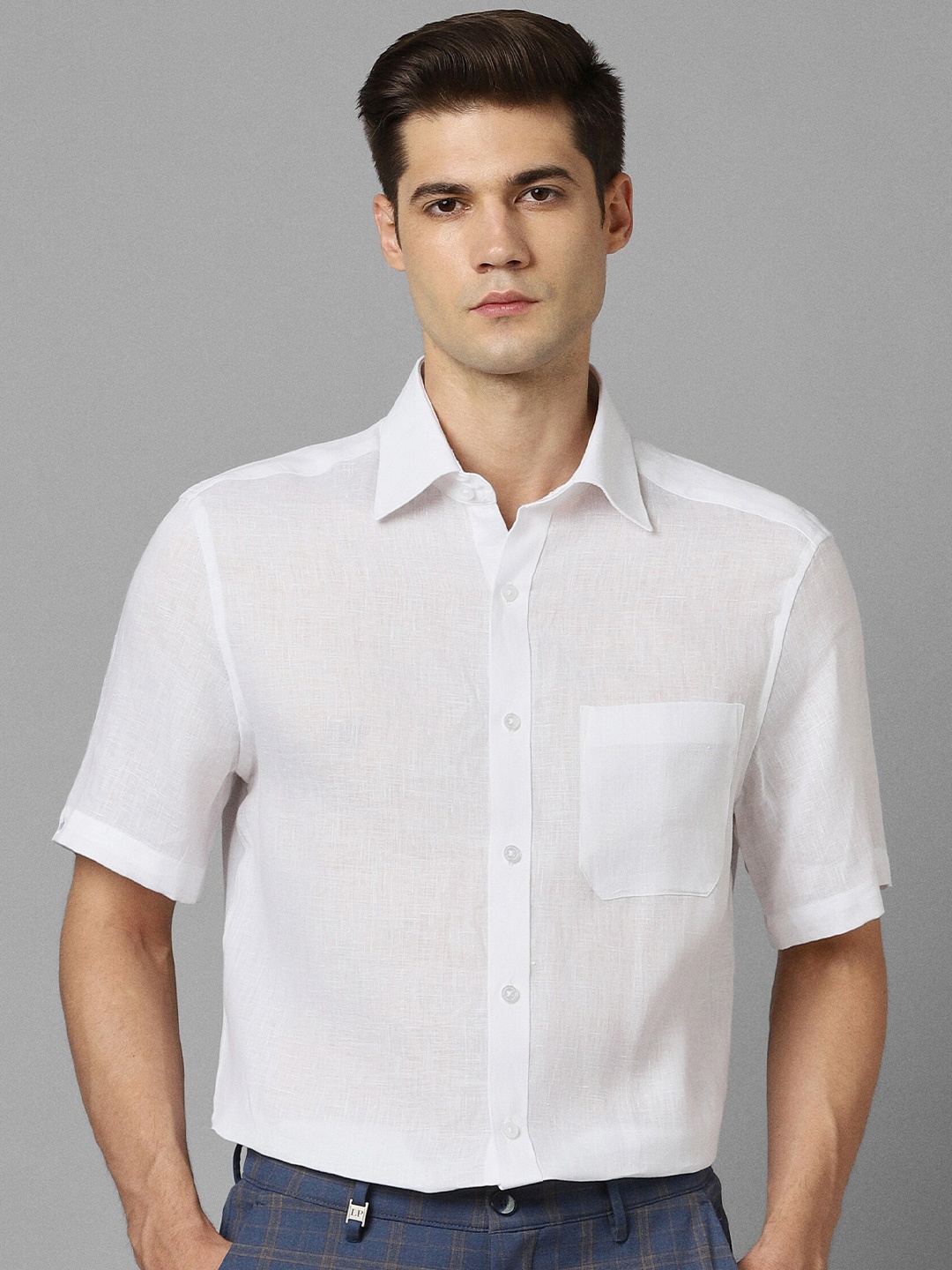 

Louis Philippe Textured Half Sleeve Slim Fit Pure Cotton Formal Shirt, White
