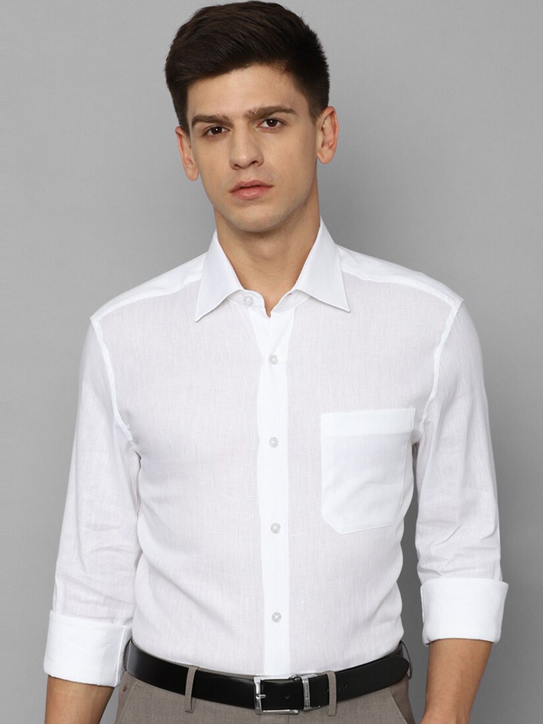 

Louis Philippe Slim Fit Cotton Linen Formal Shirt, White