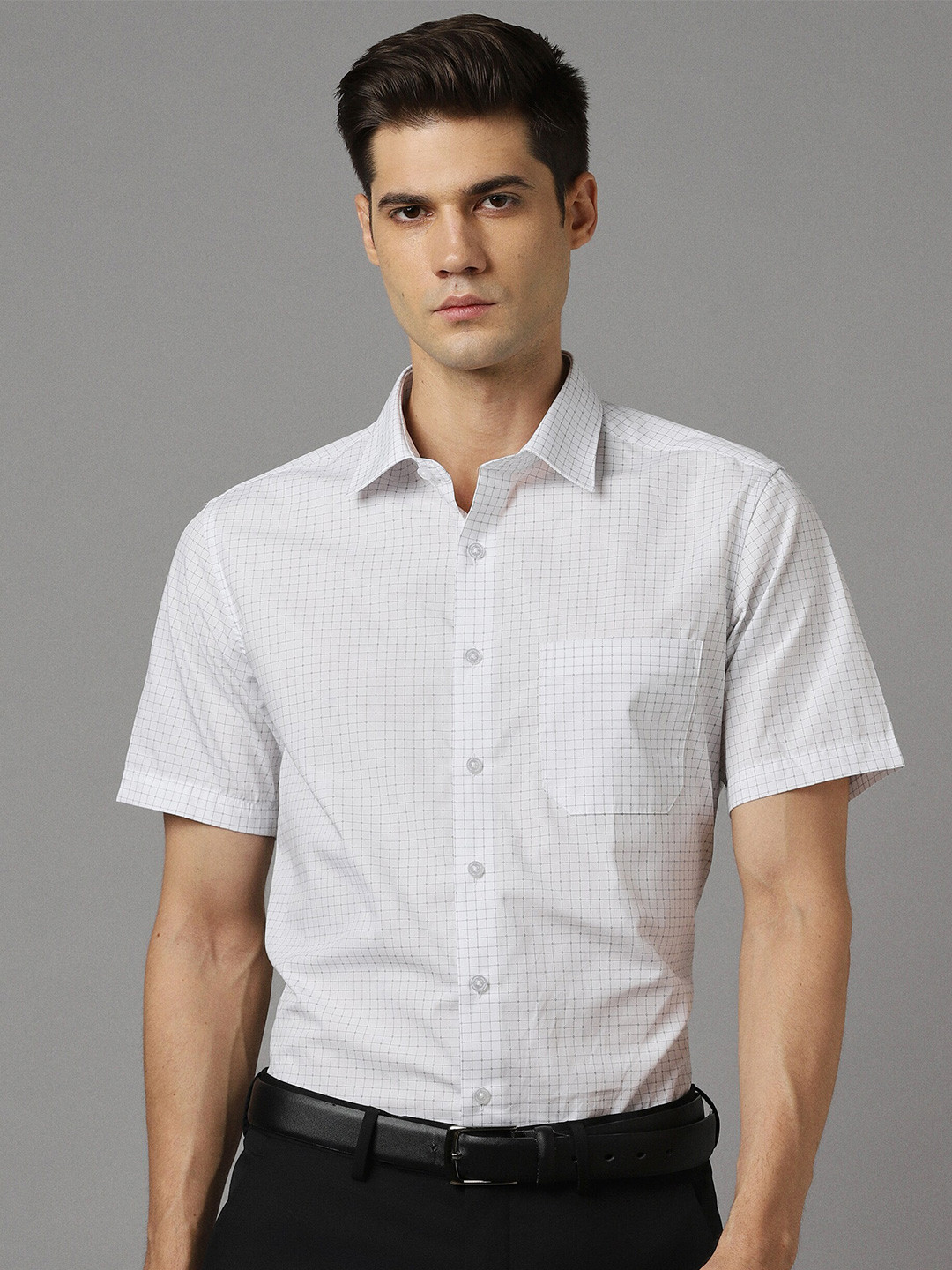 

Louis Philippe Slim Fit Opaque Checked Pure Cotton Formal Shirt, White