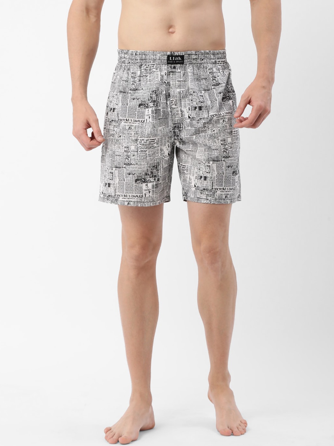 

Llak Jeans Typography Printed Mid-Rise Inner Elasticated Cotton Boxers LB-BOXER-02, White