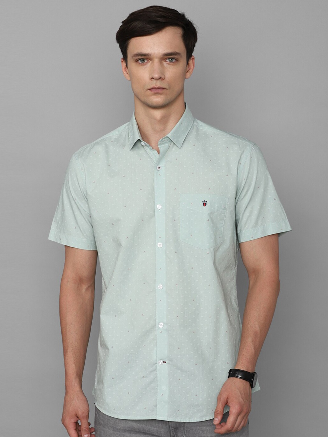 

Louis Philippe Sport Slim Fit Micro Ditsy Printed Pure Cotton Casual Shirt, Green