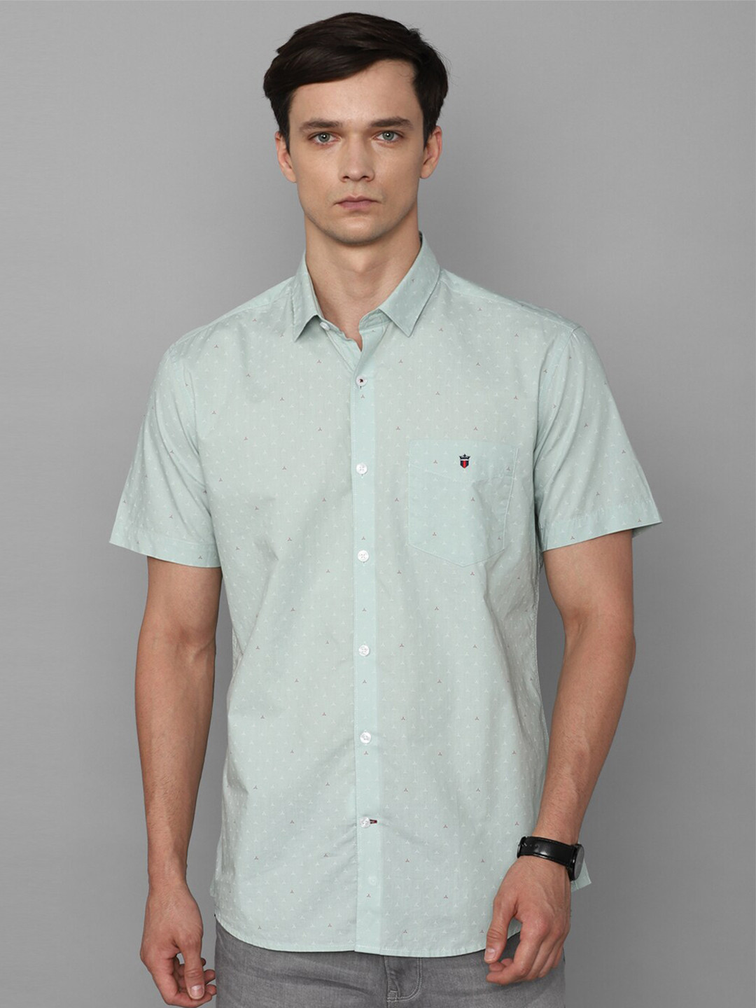 

Louis Philippe Sport Micro Ditsy Printed Pure Cotton Slim Fit Casual Shirt, Green