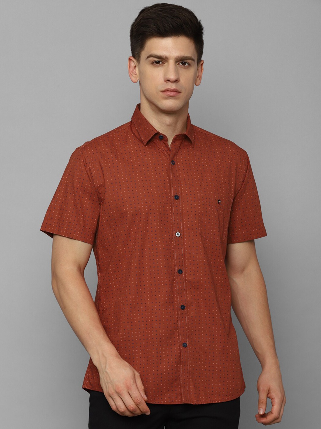 

Louis Philippe Sport Slim Fit Micro Ditsy Printed Pure Cotton Casual Shirt, Brown