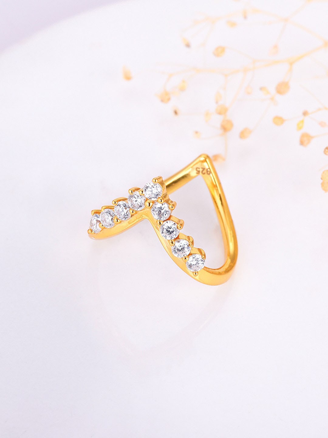 

GIVA 92.5 Sterling Silver Gold-Plated Slip-On Echoing Melody Ring