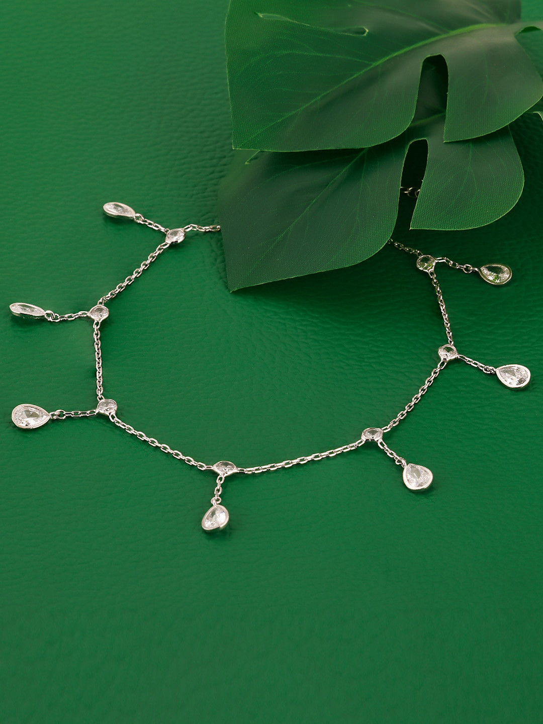 

GIVA 925 Sterling Silver Rhodium-Plated Dew Drop Glow Anklet