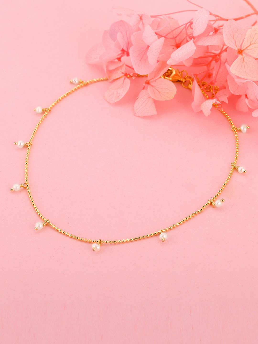 

GIVA 925 Sterling Silver Gold-Plated Pearl Beaded Anklet