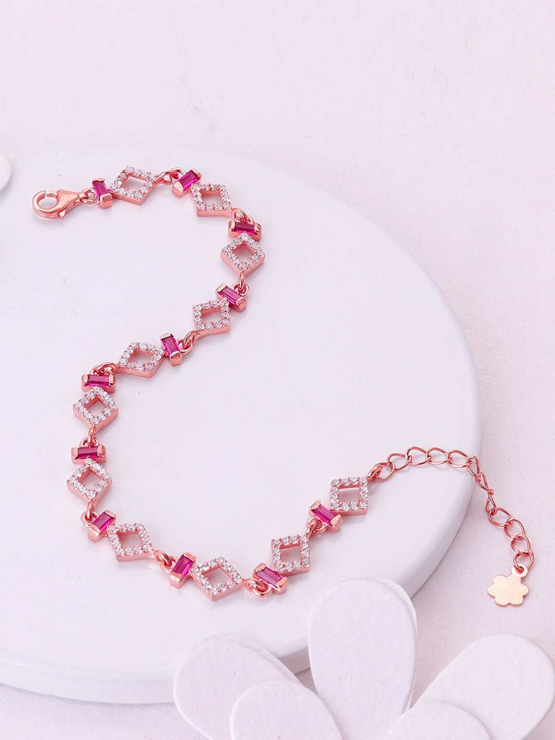 

GIVA Women Sterling Silver Rose Gold-Plated Charm Bracelet