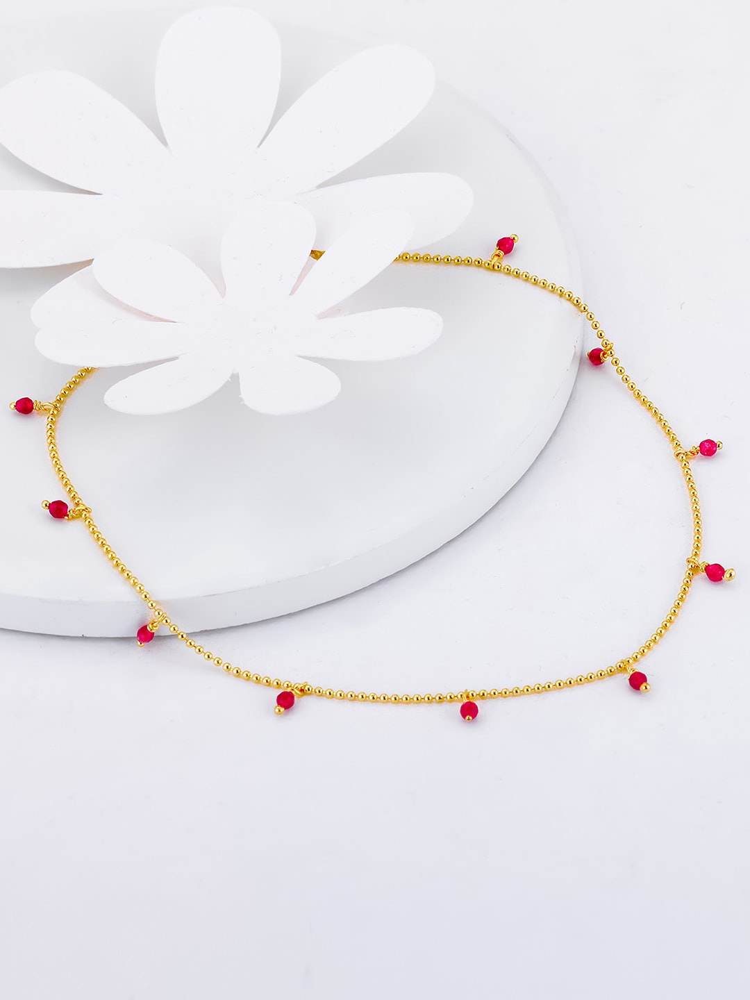 

GIVA 925 Sterling Silver Gold-Plated Stone Studded Anklet