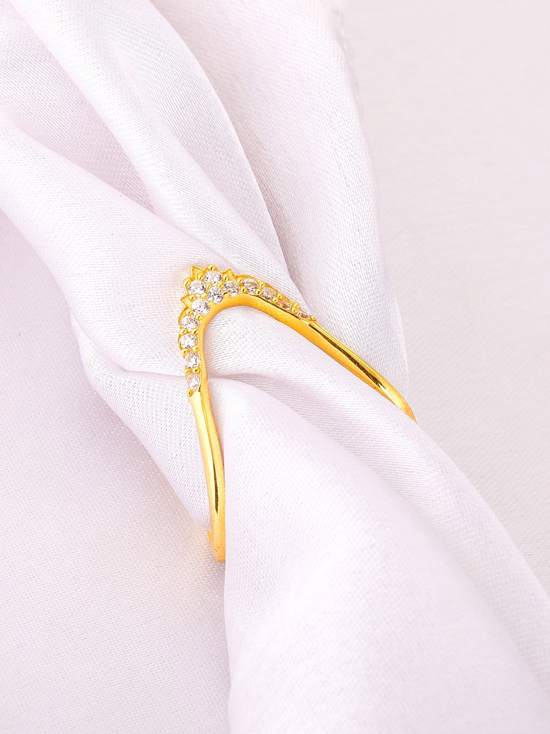 

GIVA 92.5 Sterling Silver Gold-Plated CZ-Studded Finger Ring