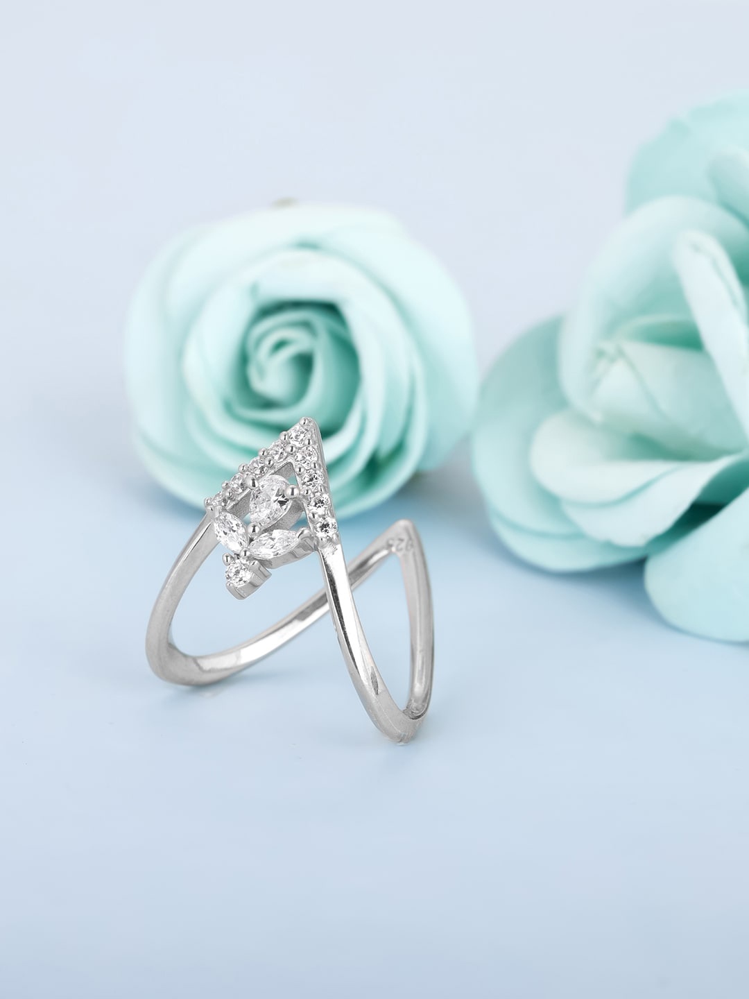 

GIVA 92.5 Sterling Silver & CZ Studded Ring