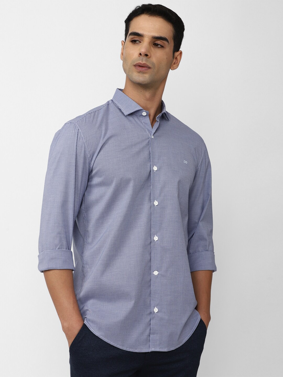 

Peter England Slim Fit Checked Casual Shirt, Navy blue