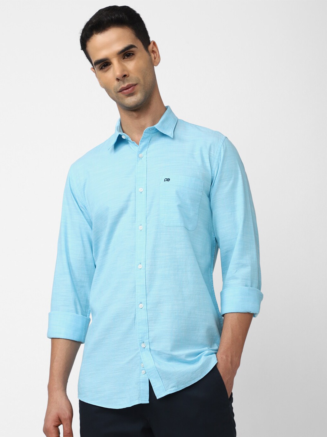 

Peter England Casuals Slim Fit Cotton Casual Shirt, Blue