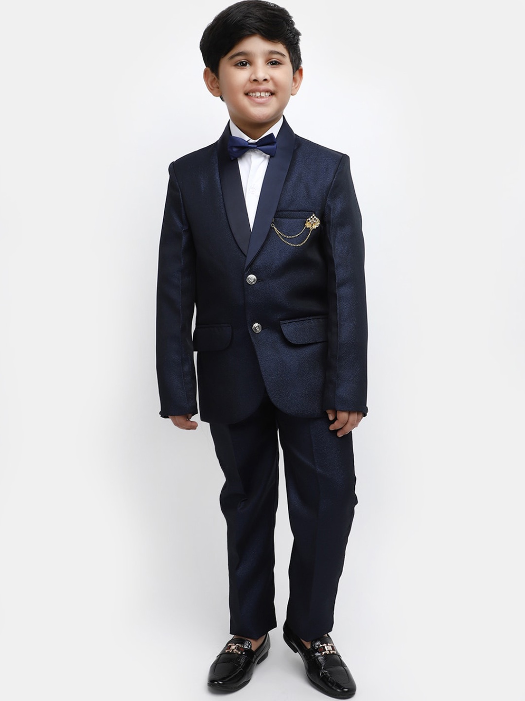 

V-Mart Boys Self Design Single-Breasted 2-Piece Party Suit, Blue