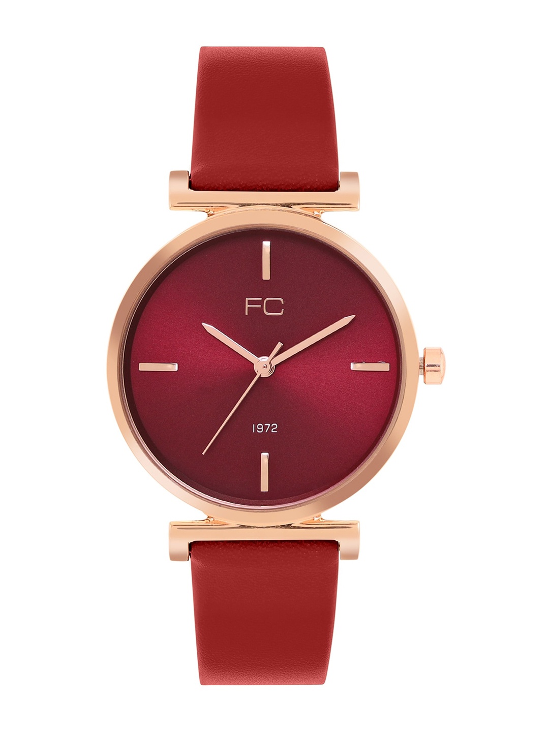 

French Connection Women Embellished Dial & Leather Straps Analogue Watch FCN00087G, Maroon