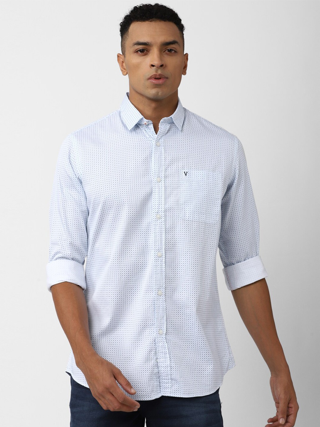 

Van Heusen Sport Slim Fit Micro Ditsy Pure Cotton Casual Shirt, White