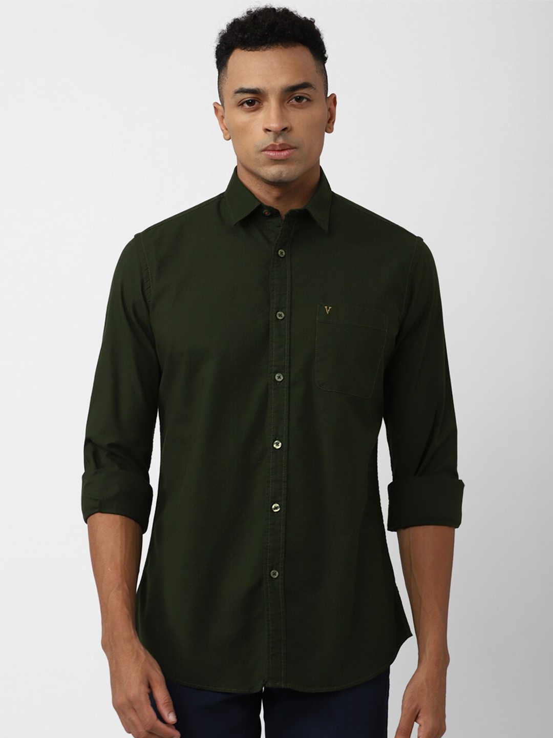 

Van Heusen Sport Slim Fit Spread Collar Casual Shirt, Olive