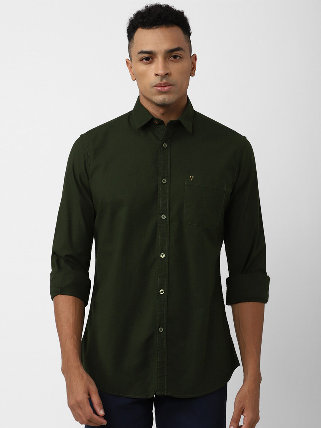 

Van Heusen Sport Slim Fit Spread Collar Casual Cotton Shirt, Olive