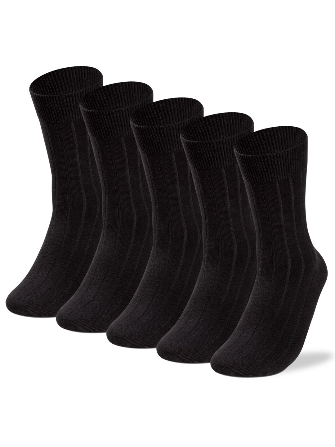 

Supersox Men Pack of 5 Patterned Cotton Calf-Length Socks, Black