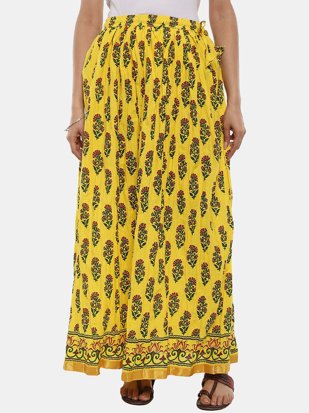 

V-Mart Floral Printed Maxi Flared Skirts, Yellow