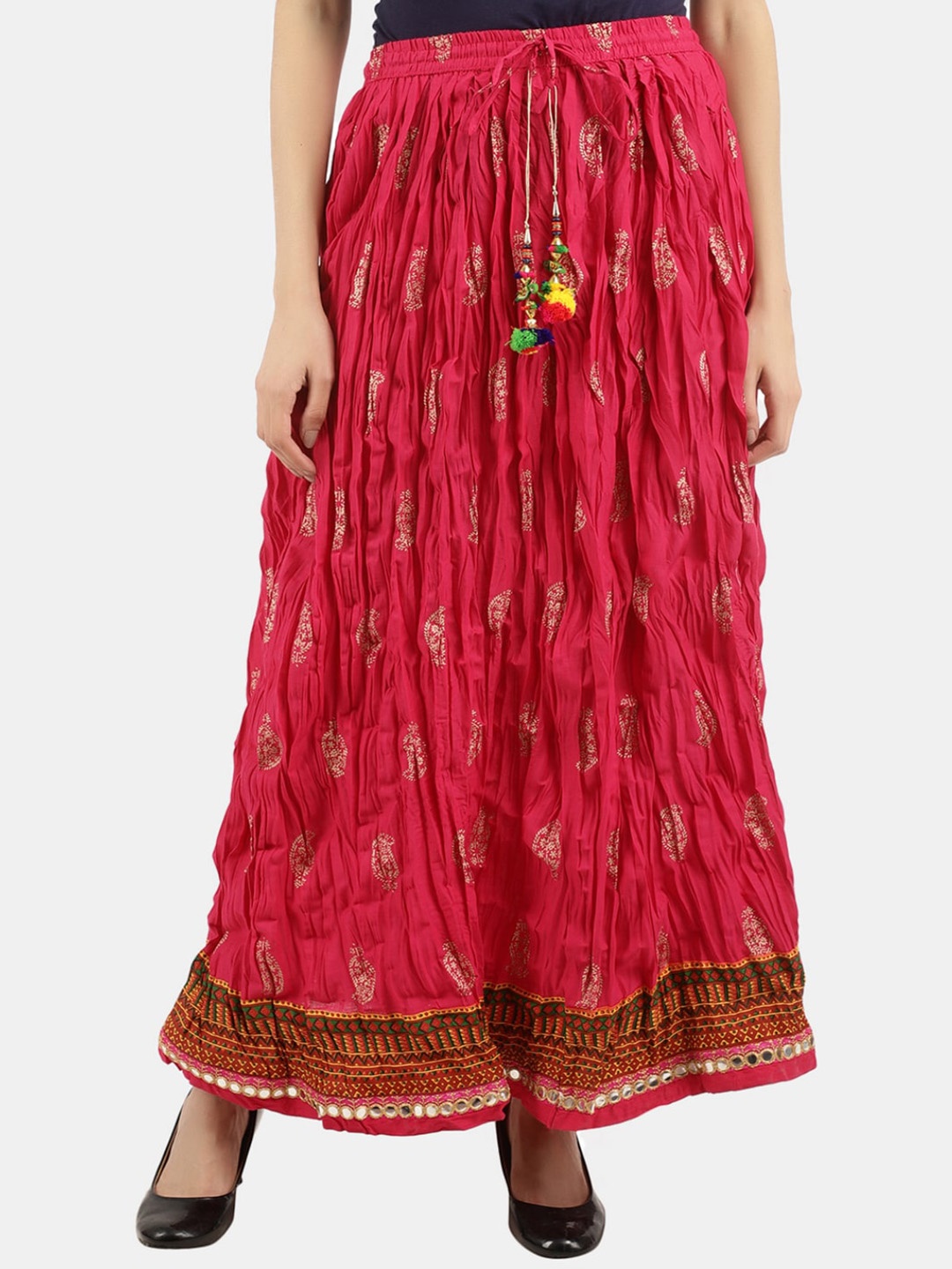 

V-Mart Ethnic Motifs Printed Maxi Flared Skirt, Pink