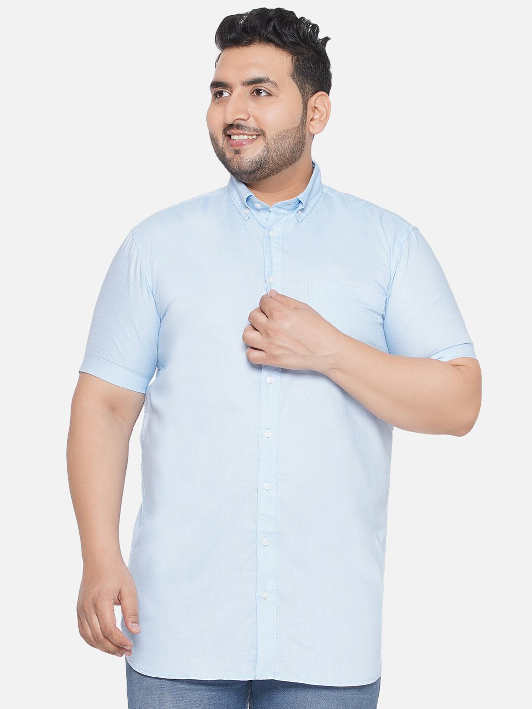 

Santonio Plus Size Cotton Classic Opaque Casual Shirt, Blue