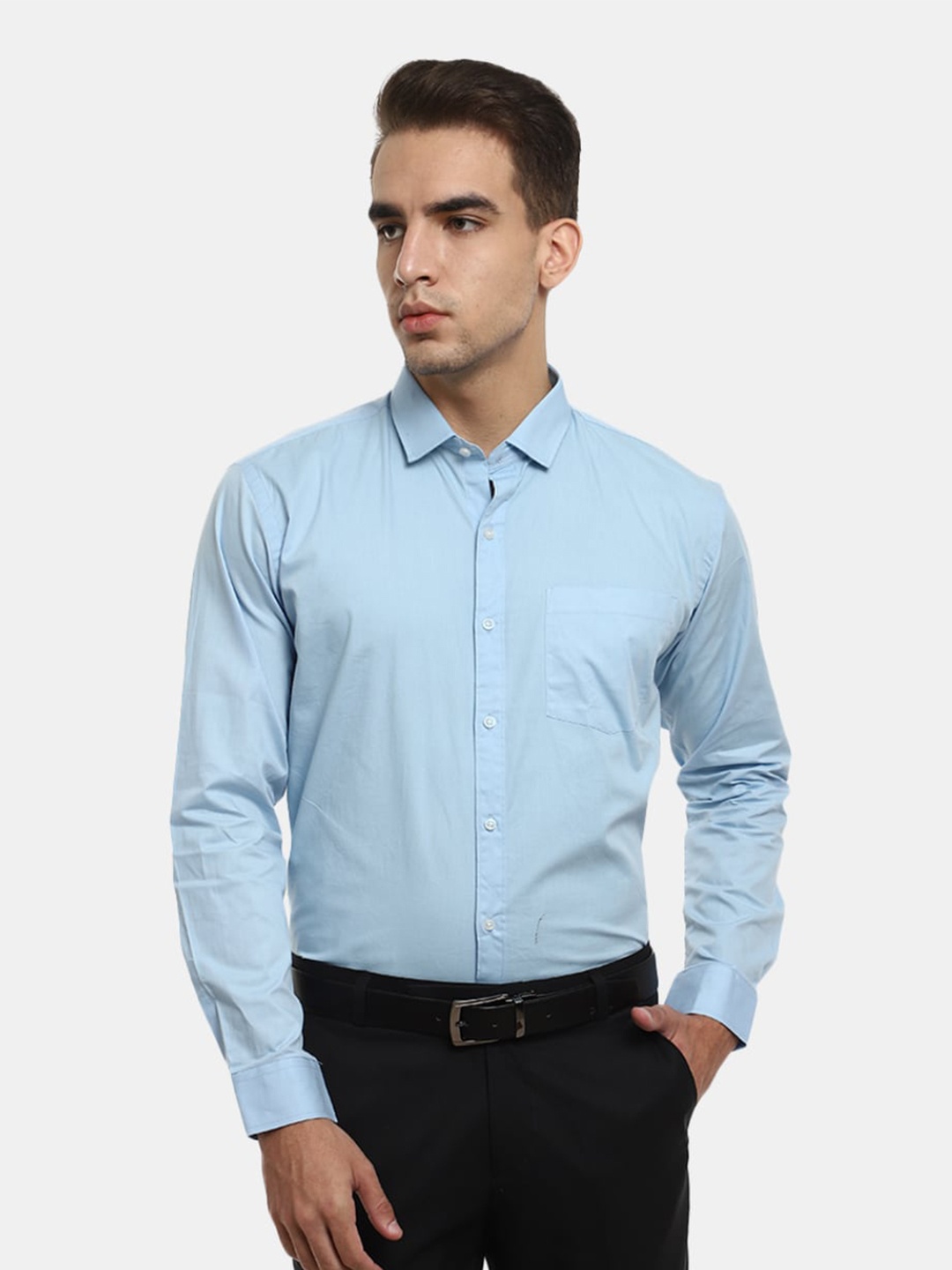 

V-Mart Spread Collar Cotton Formal Shirt, Blue