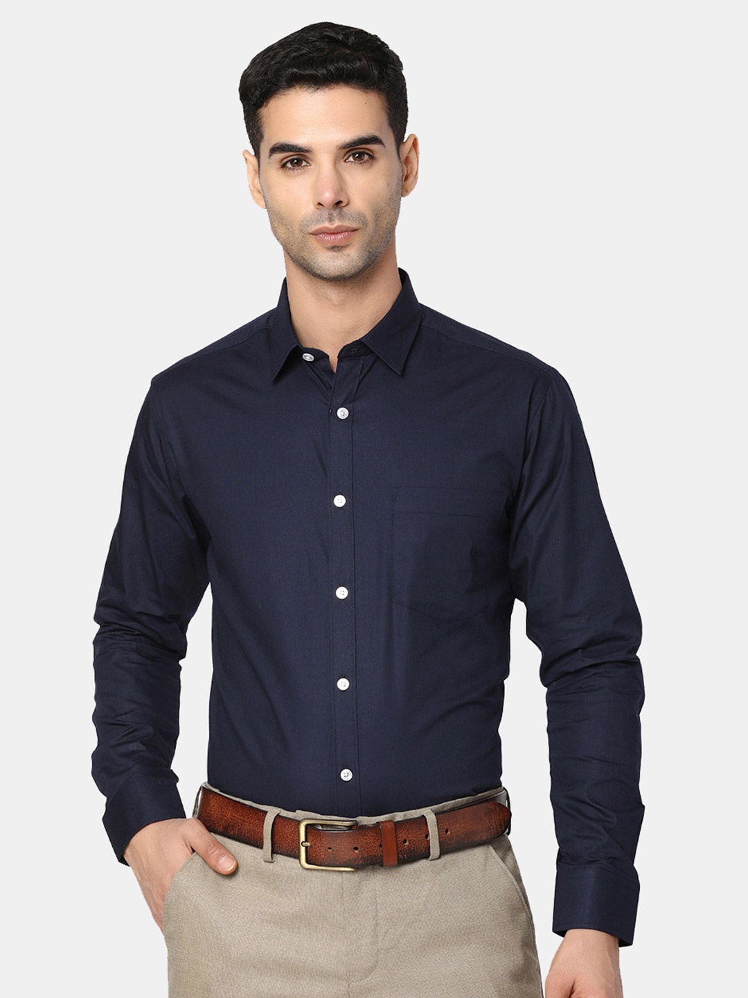 

J White by Vmart Opaque Cotton Formal Shirt, Blue