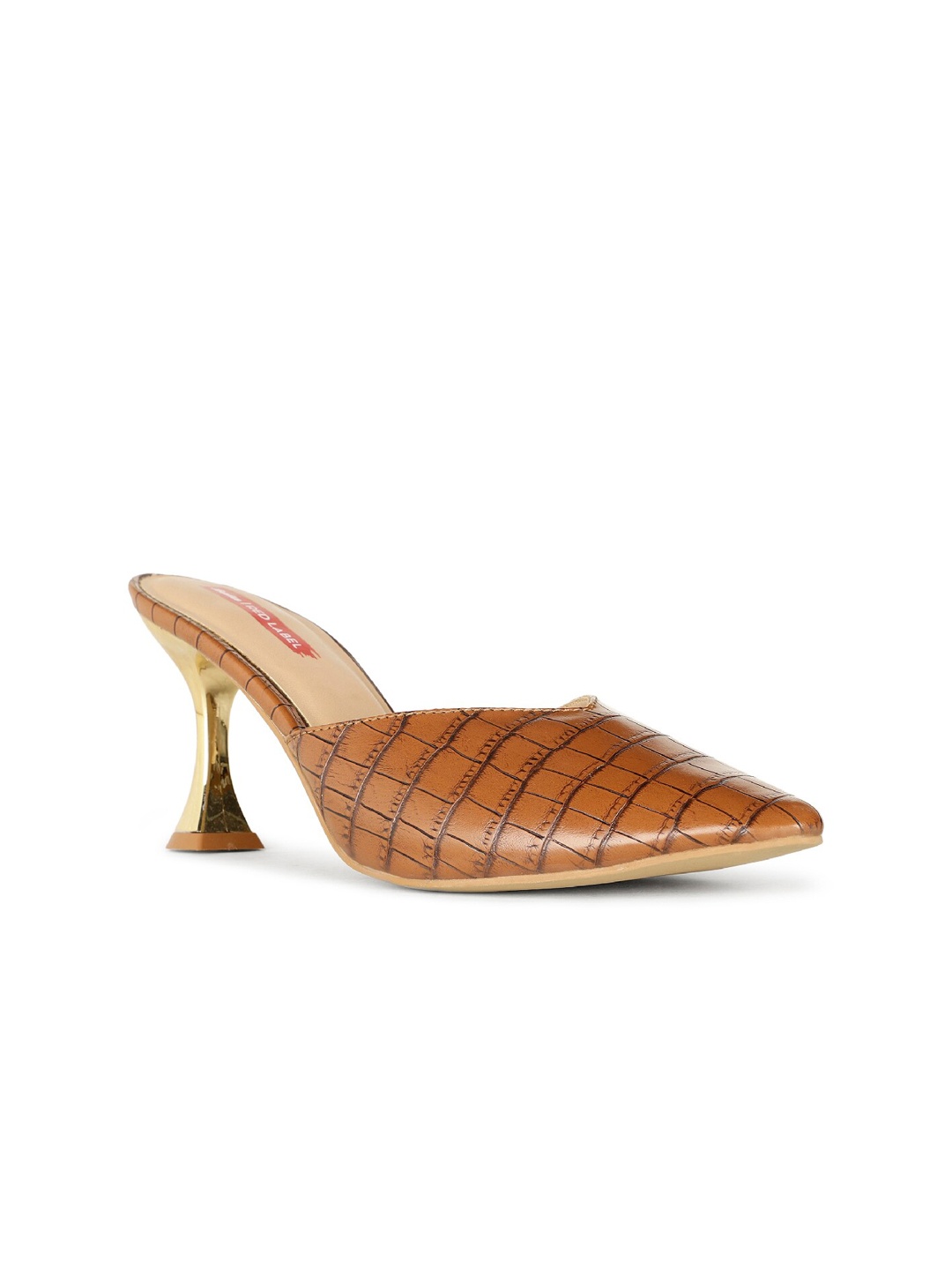 

Bata Ele Pointed Toe Textured Block Heels, Brown