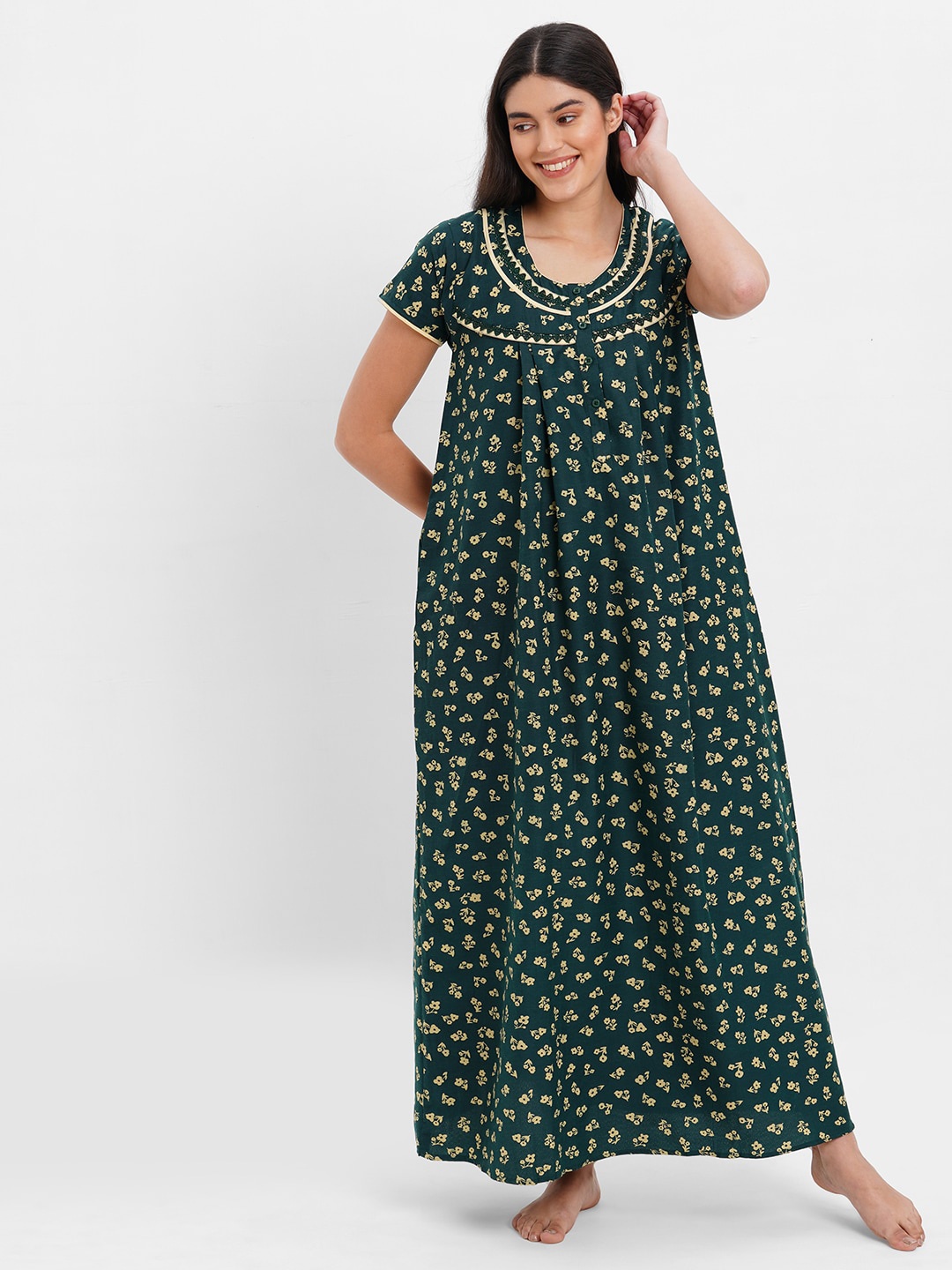 

Sweet Dreams Floral Printed Maxi Nightdress, Green