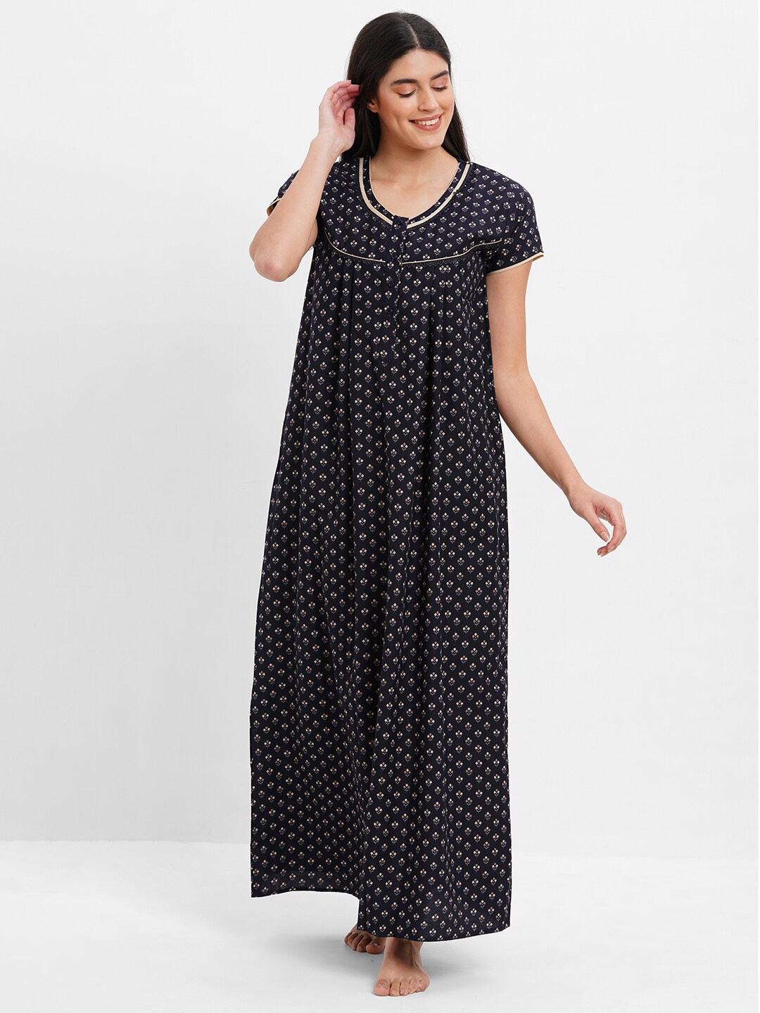 

Sweet Dreams Floral Printed Maxi Nightdress, Navy blue