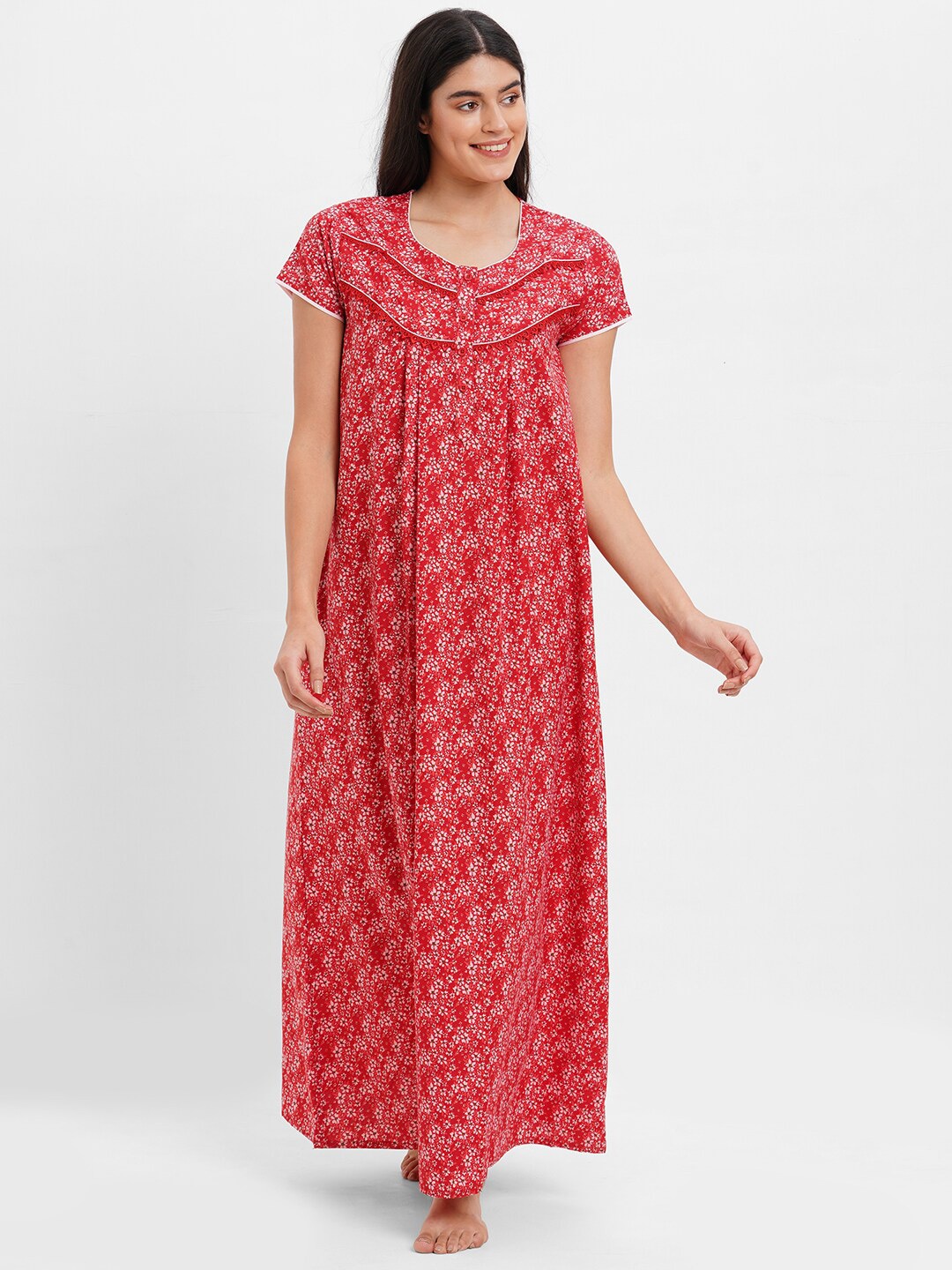 

Sweet Dreams Coral Floral Printed Maxi Nightdress