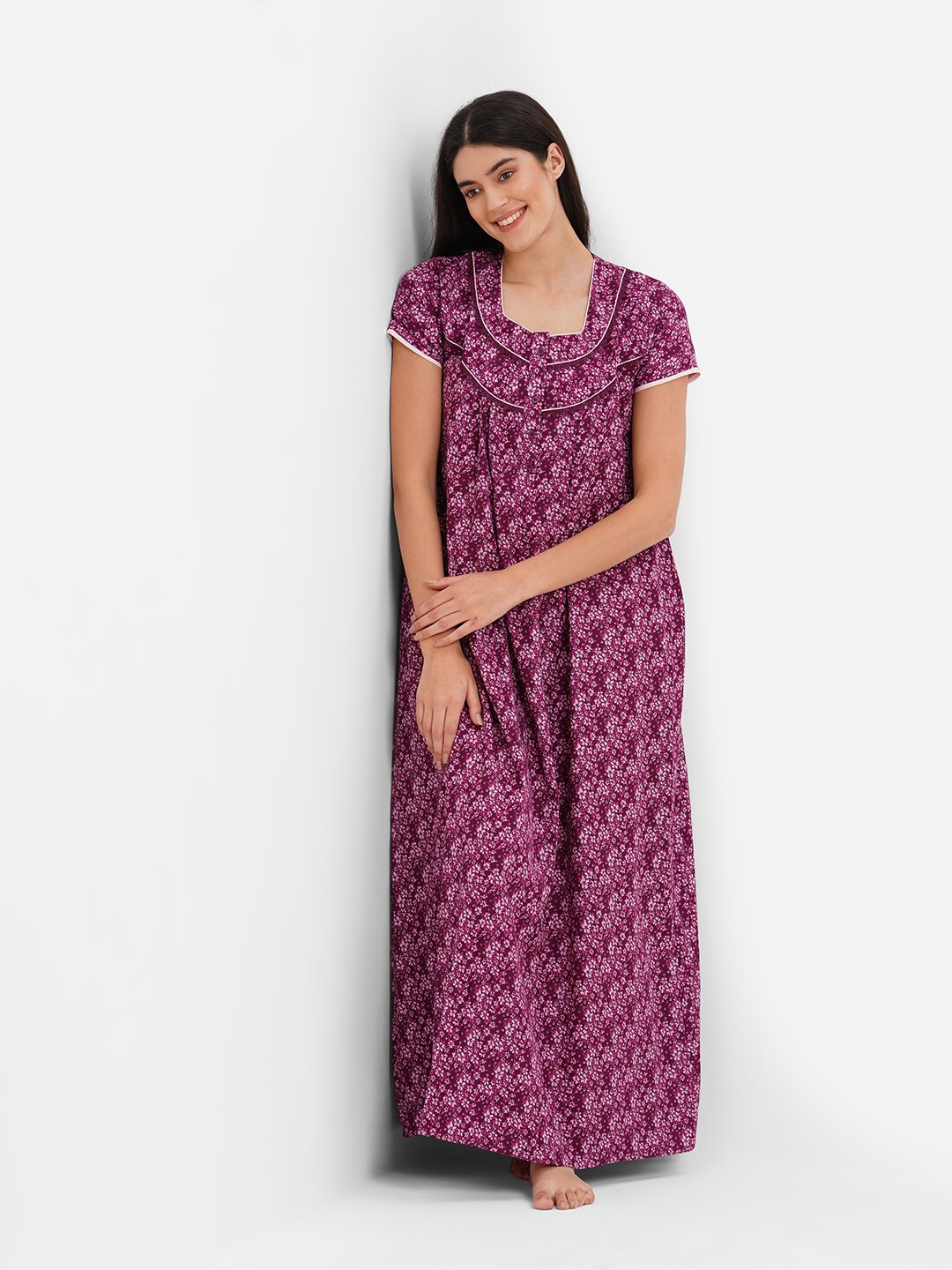 

Sweet Dreams Purple Floral Printed Maxi Nightdress