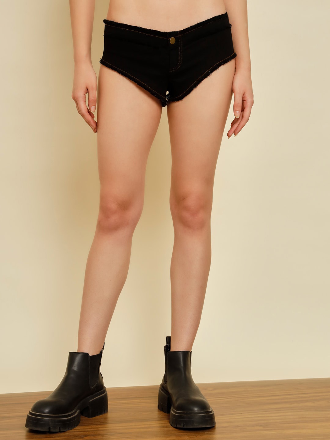 

BAESD Women Skinny Fit Denim Hot Pants Shorts, Black