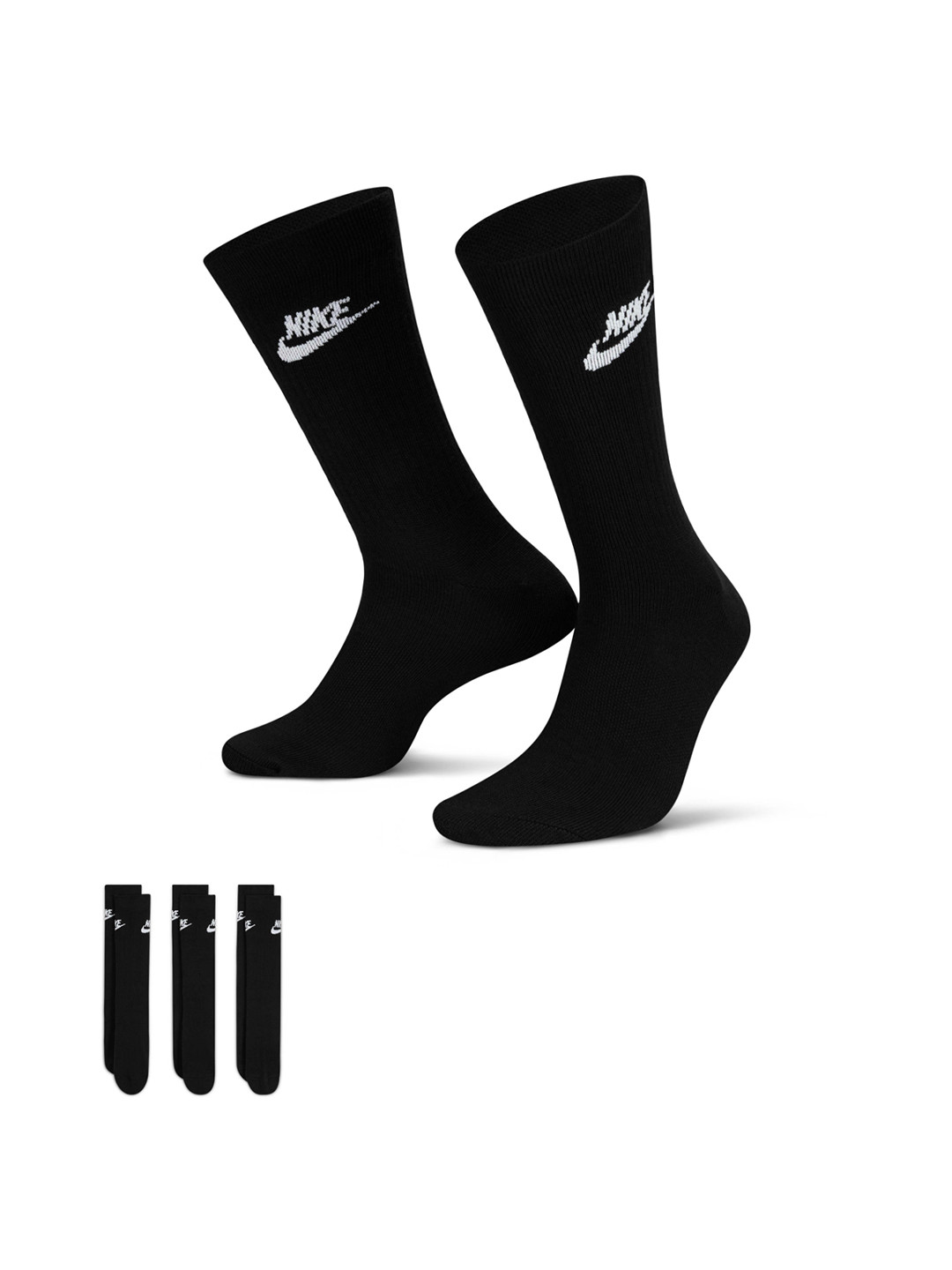 

Nike Unisex Pack of 3 Everyday Essential Calf Length Socks, Black