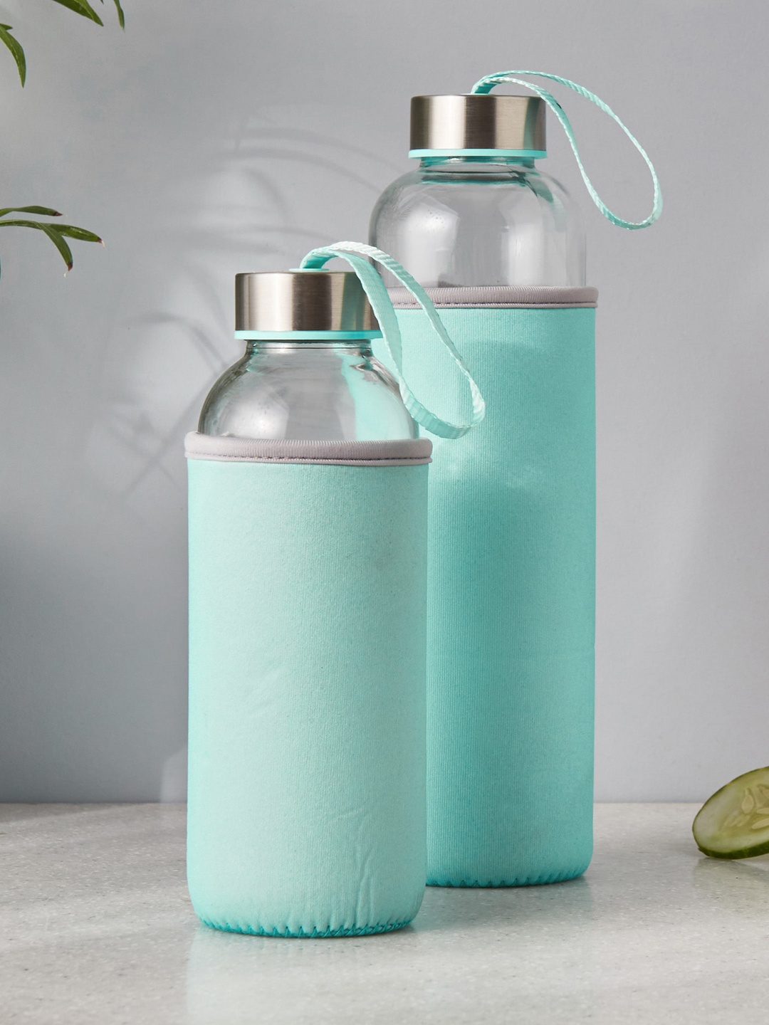 

Home Centre Pacific Favola Transparent & Blue Water Bottle With Pouch 600 ml