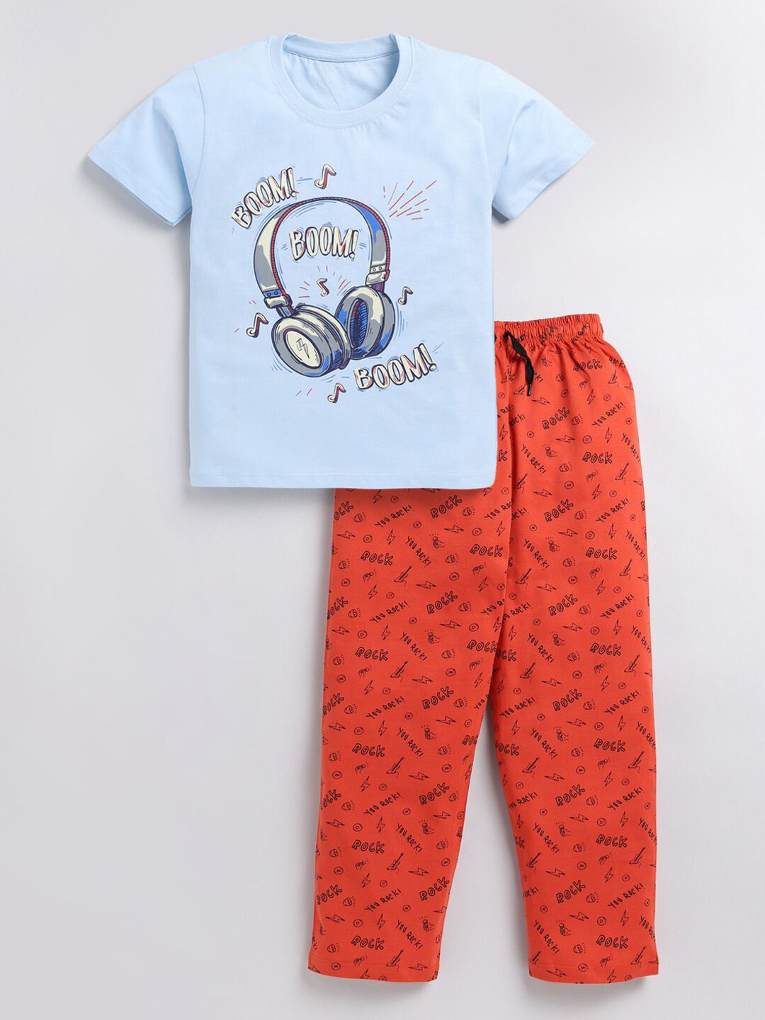 

YK Boys Printed Pure Cotton T-shirt With Trousers, Blue