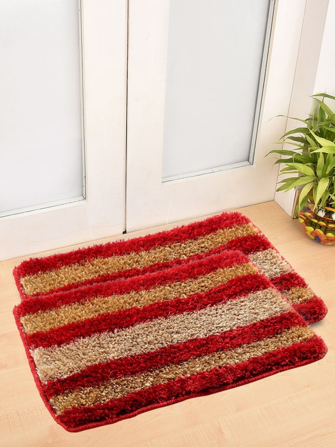 

FABINALIV Red 2 Pieces Anti-Skid Doormats