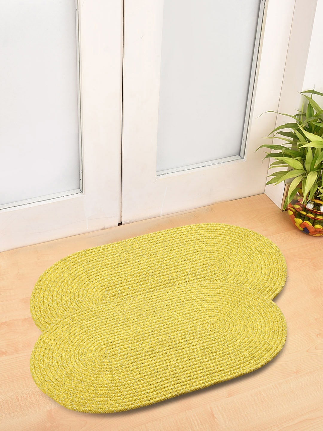 

FABINALIV Yellow 2 Pieces Abstract Anti-Skid Door Mats