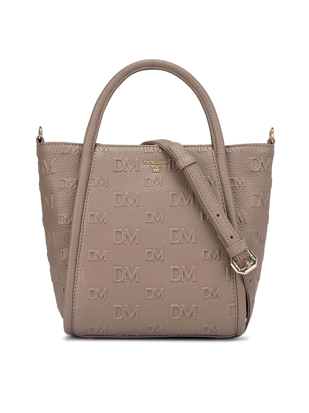 

Da Milano Embellished Leather Oversized Shopper Tote Bag with Cut Work, Grey