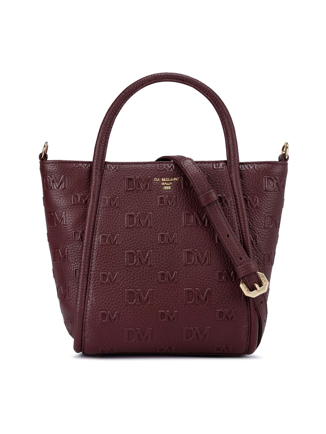 

Da Milano Textured Leather Structured Handheld Bag, Maroon